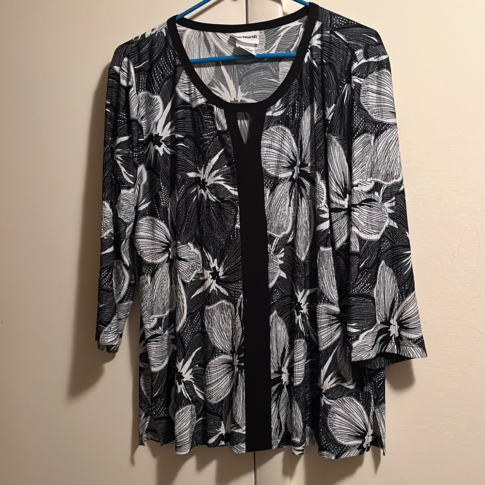 Bon Worth floral black and white top.